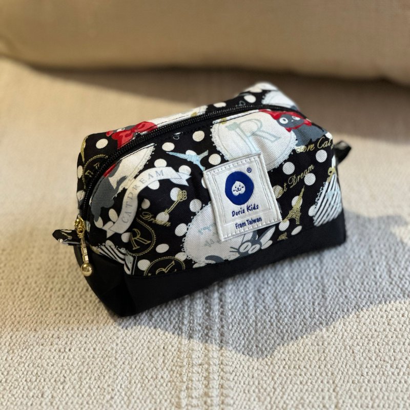 巴黎魔法小猫笔袋 化妆包 杂物收纳小包 - 铅笔盒/笔袋 - 防水材质 黑色