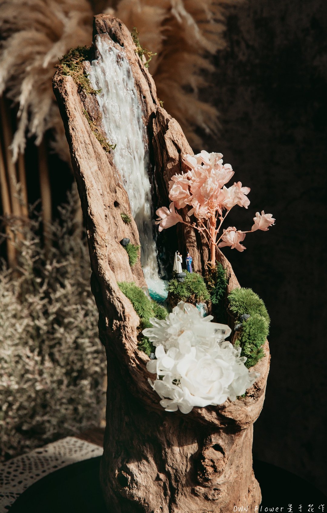 绿幽晶簇/永生花玻璃罩/大型玻璃罩/水晶花盅/微景观/不凋花/原木 - 摆饰 - 水晶 