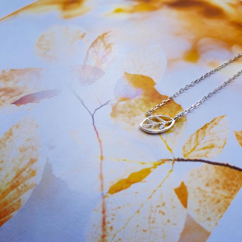 925纯银 / 镂空叶子项链 • 植物系小清新 - 项链 - 纯银 黄色