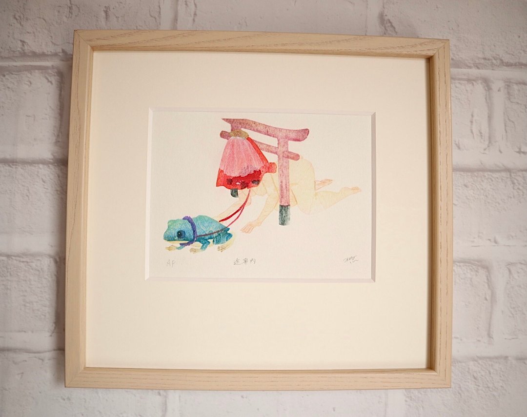 裱框木版画、明信片尺寸、说明 - 海报/装饰画/版画 - 纸 红色