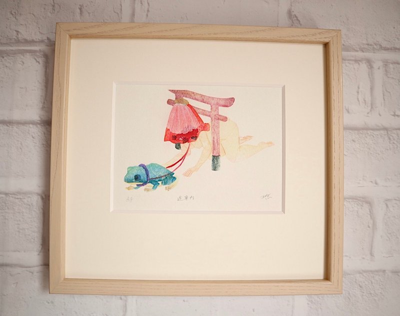 裱框木版画、明信片尺寸、说明 - 海报/装饰画/版画 - 纸 红色