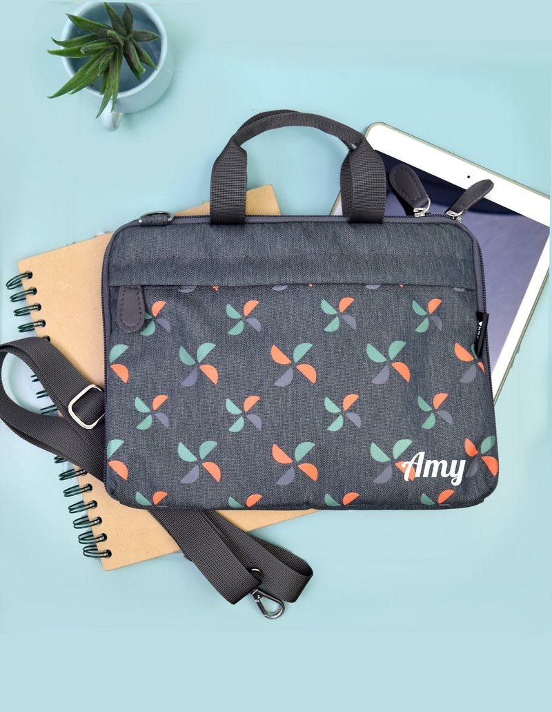 Dark gray iPad bag with handle and shoulder strap - 电脑包 - 聚酯纤维 粉红色