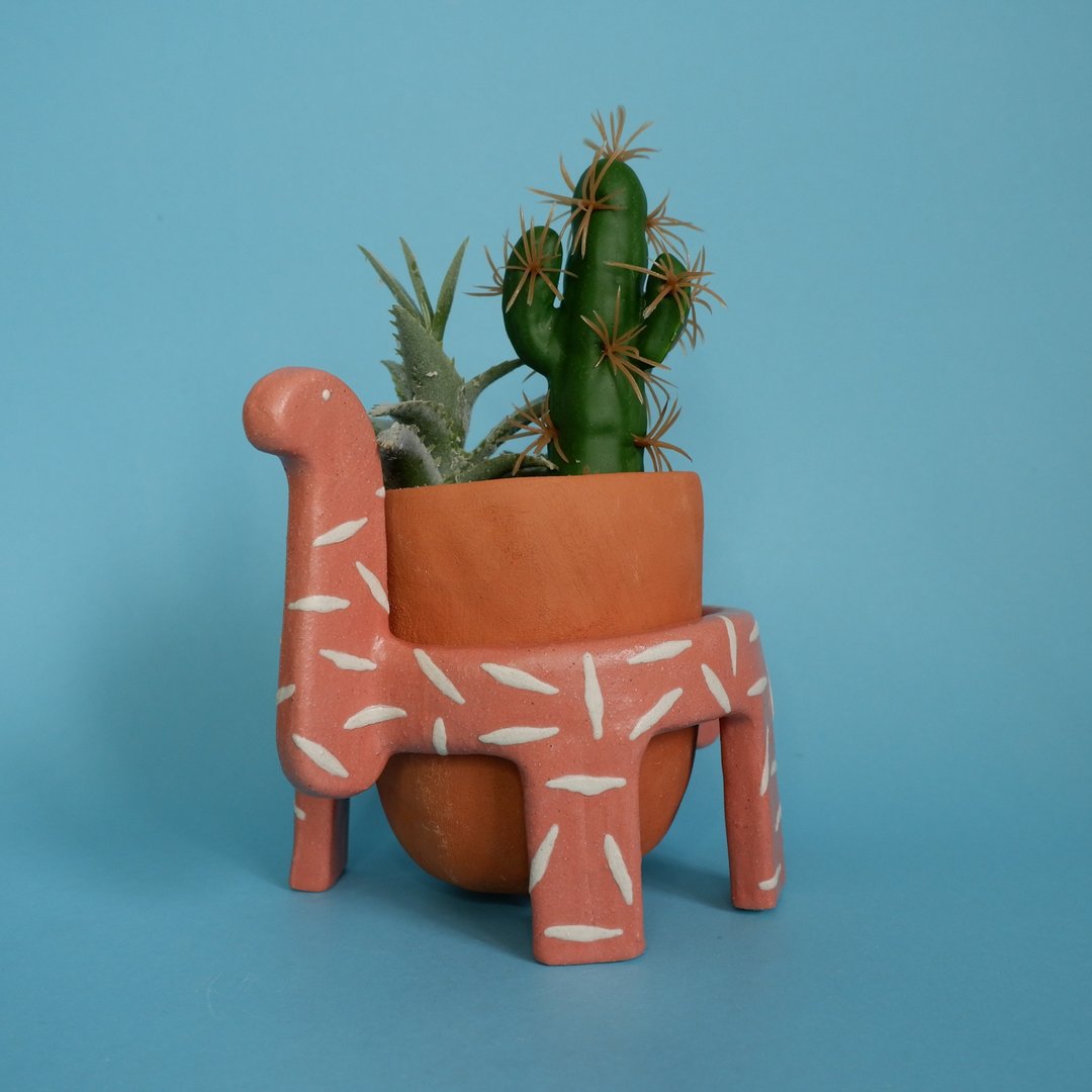 Ceramic Pot - Small Pink Zebra - 植栽/盆栽 - 陶 粉红色