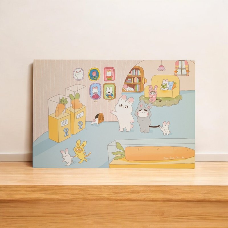 无框画-拜访小兔子的家 居家布置 挂画 涓涓猫 Jane Jane Cat - 海报/装饰画/版画 - 纸 粉红色