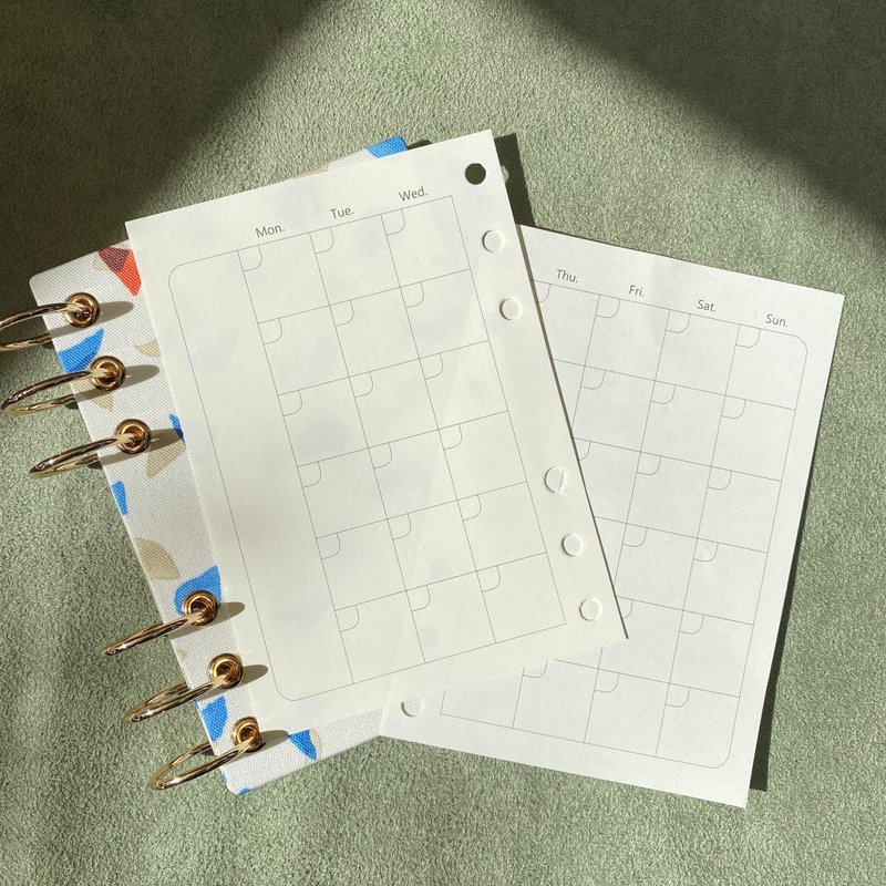 A6 活页纸(6孔) - 空白/横线/方格/圆点/周计划/月历-活页内页 - 笔记本/手帐 - 纸 白色