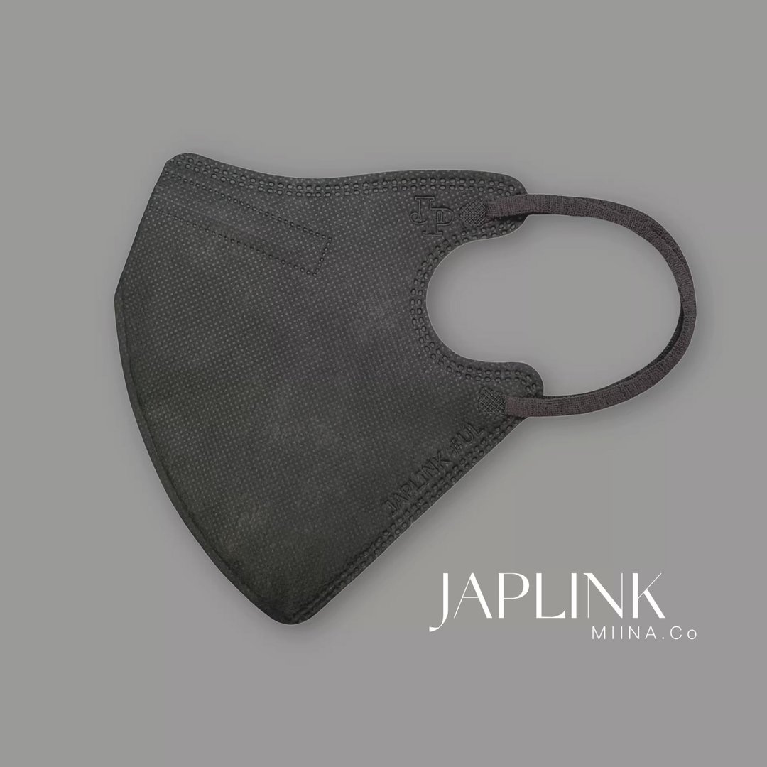 【加大】JAPLINK MASK【D2 / N95】 立体口罩-大黑灰灰扁绳 - 口罩 - 聚酯纤维 黑色