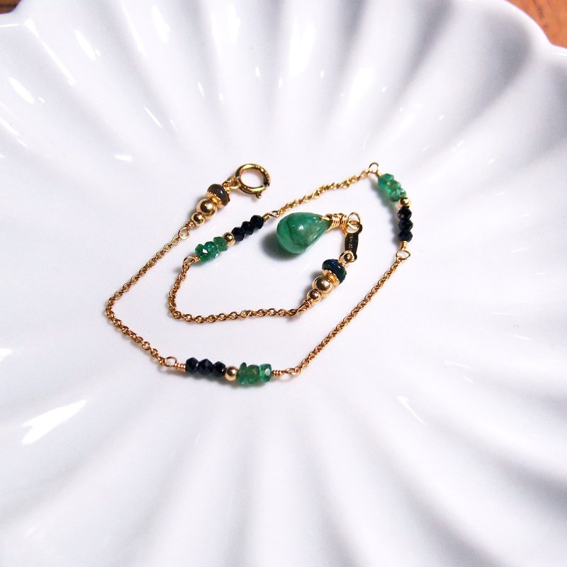 森の艺 -- 手作14KGF 贵宝石手链 祖母绿款 - 手链/手环 - 宝石 绿色