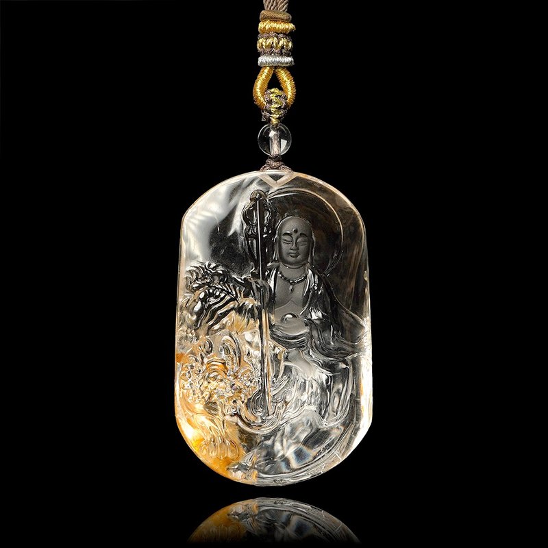 【正佳珠宝】胶花水晶 顶级锦鲤胶花 68.2g 地藏王菩萨 胶花吊坠 - 项链 - 半宝石 多色