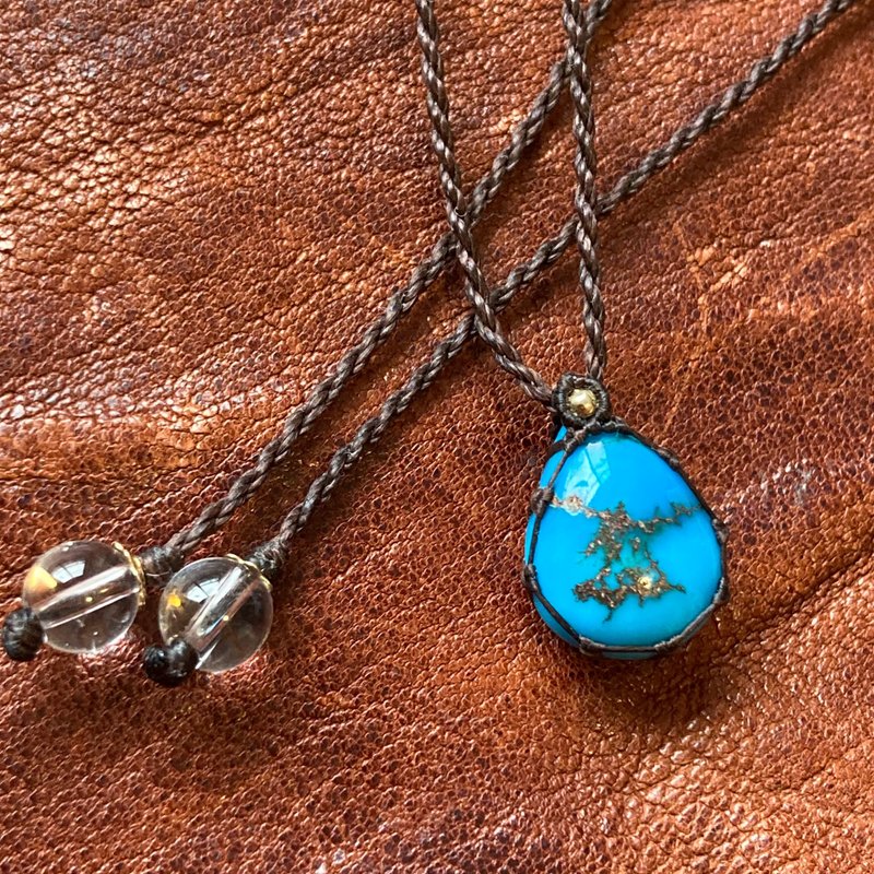 -Bare skin- 埃及绿松石编织项链 - 项链 - 宝石 蓝色