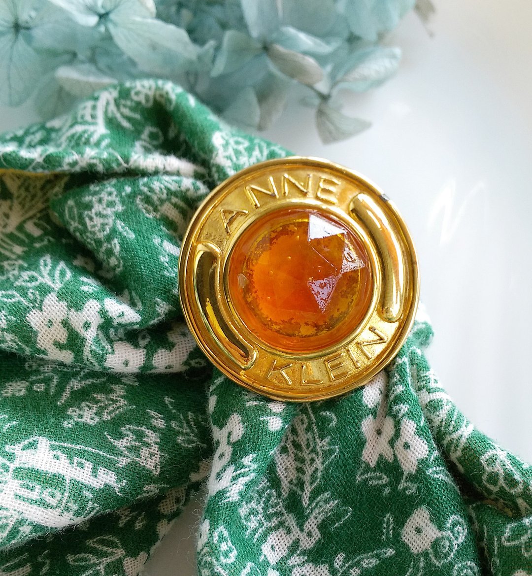 【西洋古董饰品】 ANNE KLEIN 金色调 经典 围巾夹 丝巾扣 丝巾夹 - 其他 - 其他金属 金色