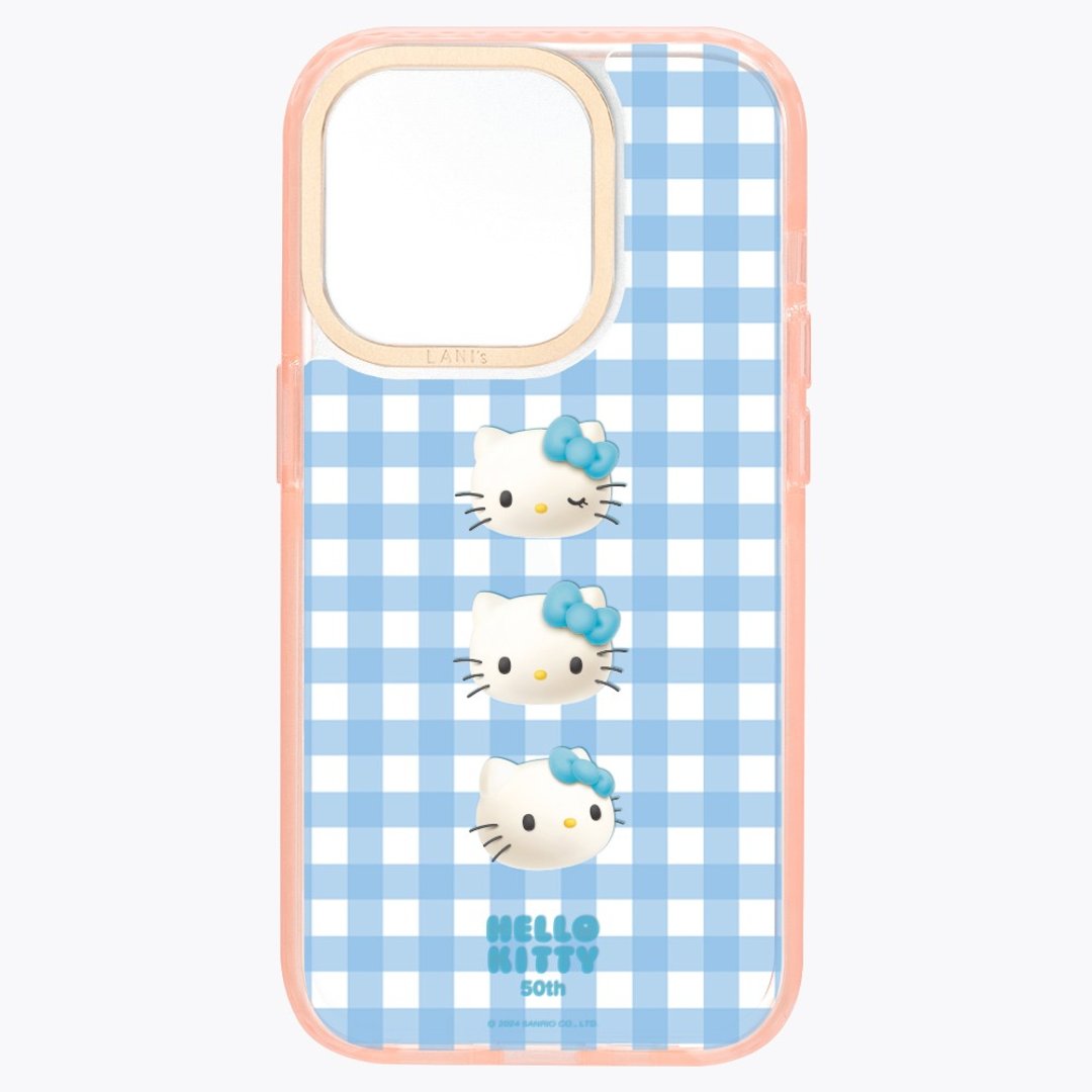 HelloKitty 50周年－野餐趣(浅蓝) 透粉框 iPhone 14 13 - 手机壳/手机套 - 环保材料 蓝色