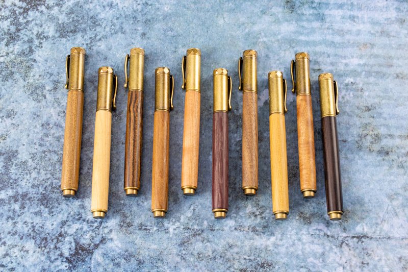 木制古铜磁吸钢笔 含雷射刻字 定制 木头笔【Antique Brass】 - 钢笔 - 木头 多色