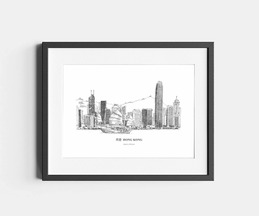 A3 Frame: 香港手绘街景: 维港 - 海报/装饰画/版画 - 纸 