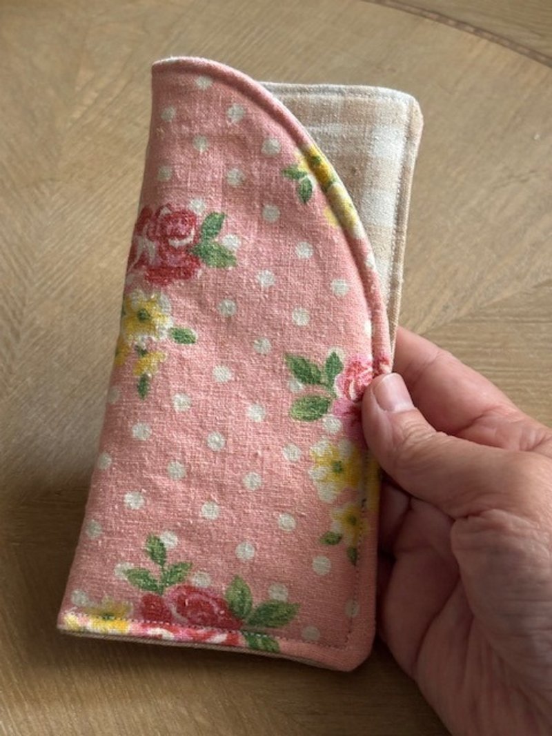 欧蕾塔手作***简易棉麻眼镜袋 - 化妆包/杂物包 - 棉．麻 粉红色