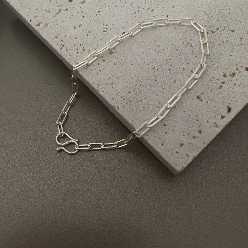 长方纯银手链S扣子 925纯银制手环 个性百搭款 - 手链/手环 - 纯银 