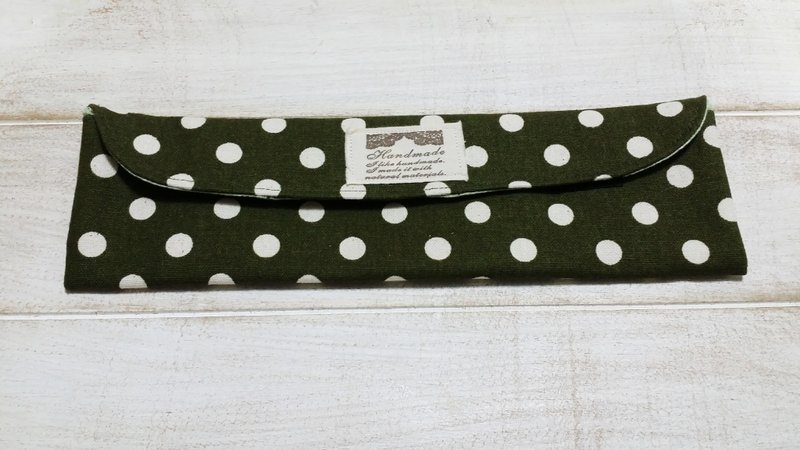 圆点点筷套/餐具收纳袋(大) - 筷子/筷架 - 棉．麻 绿色