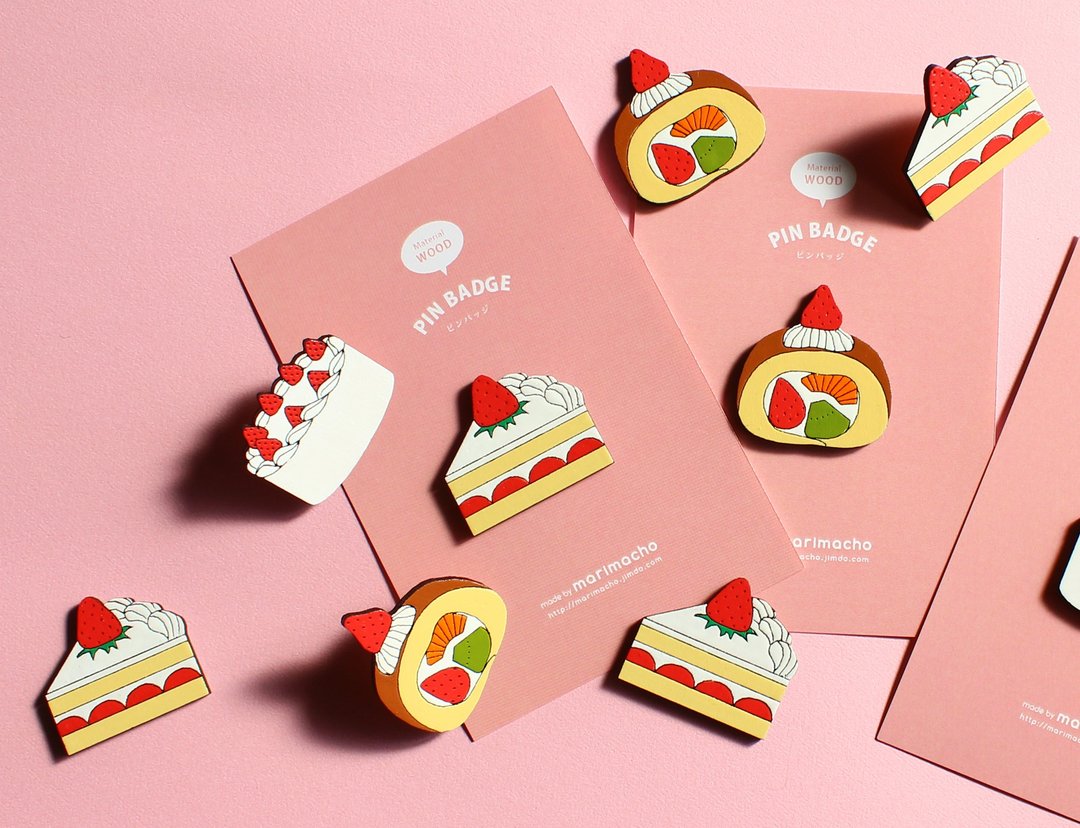 Wooden pins (cake) - 胸针 - 木头 白色