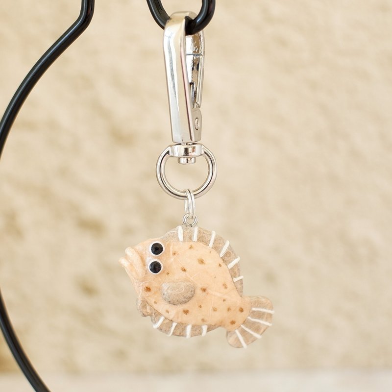 和纸小物 钥匙圈 比目鱼 拟砂配色款 海鱼 - 钥匙链/钥匙包 - 其他材质 白色