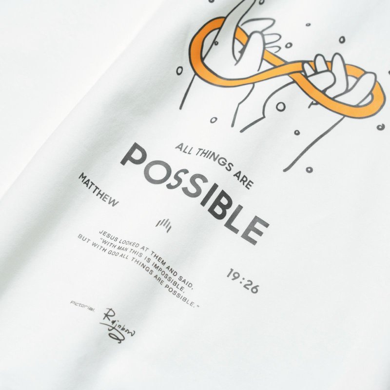 ARTC-01 POSSIBLE 胖手收 ARTIST COLLAB GRAPHIC TEE(white) - 中性连帽卫衣/T 恤 - 其他人造纤维 黑色