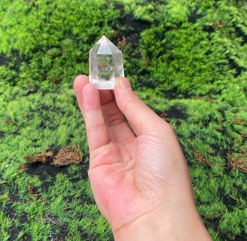 天然冰透可爱胖胖白水晶能量柱 开运净化 风水 办公室摆件 - 摆饰 - 水晶 白色