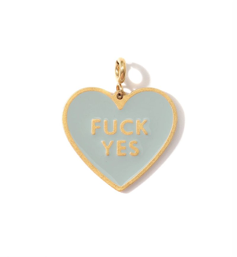 FUCK YES 豆绿色双面吊坠 - 吊饰 - 不锈钢 绿色