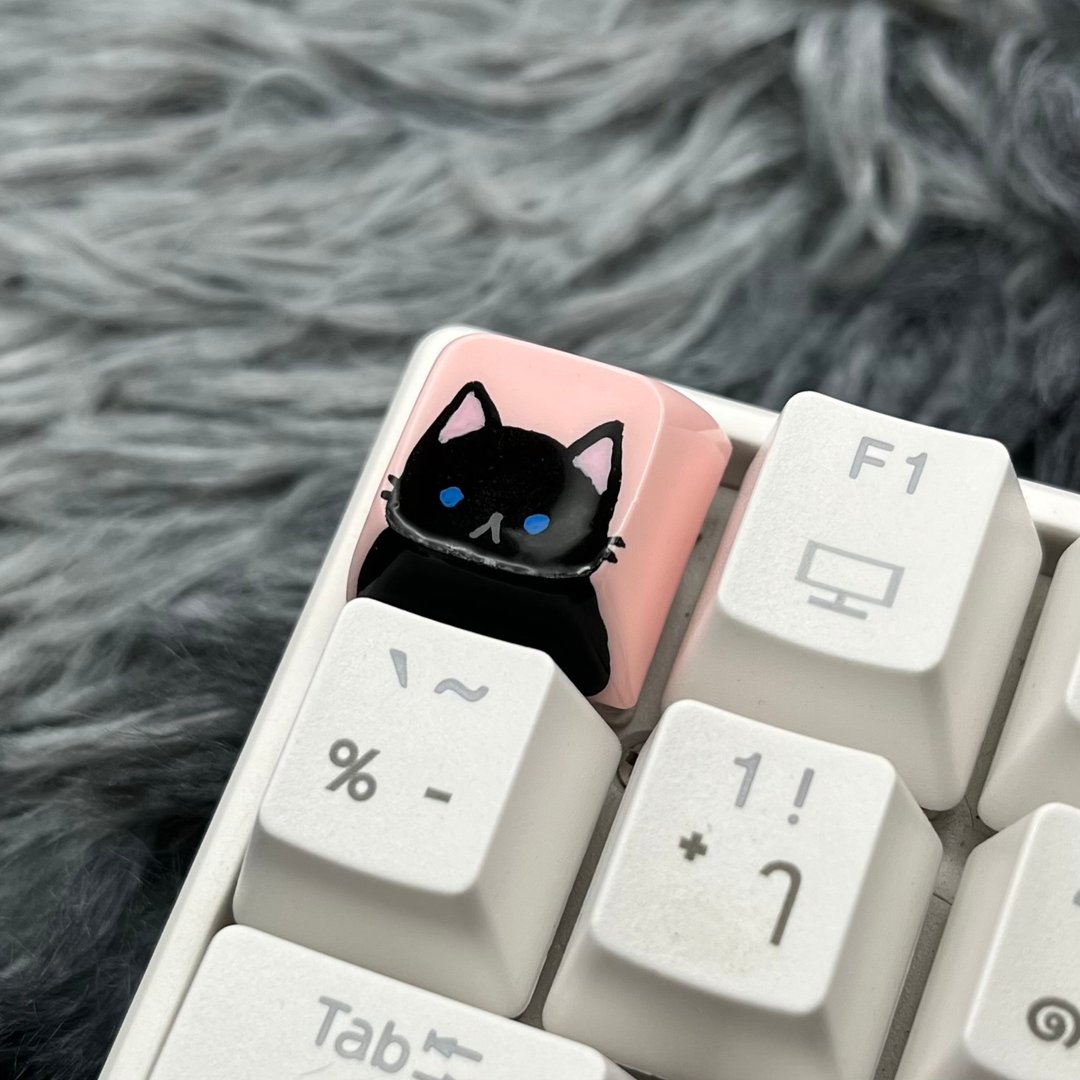 XDA keycap black cat (blue eyes)-pink - 电脑配件 - 塑料 粉红色