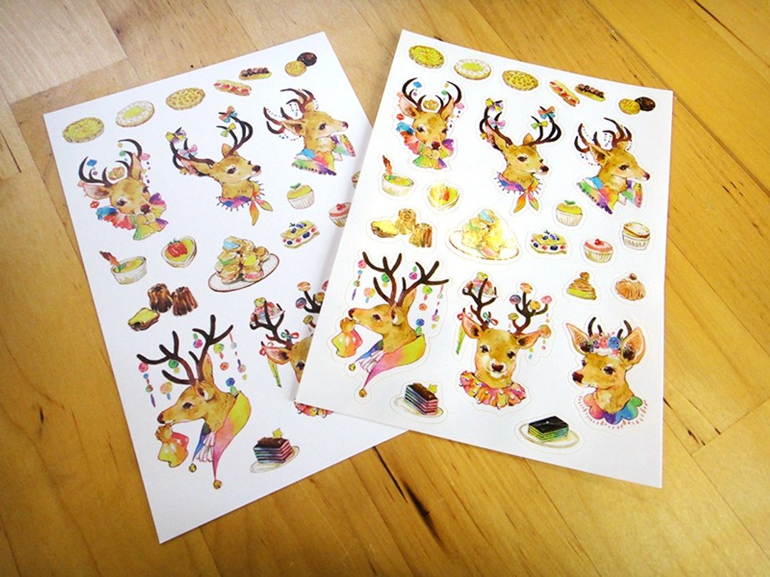 甜点鹿亮膜刀模贴纸 - 贴纸 - 纸 