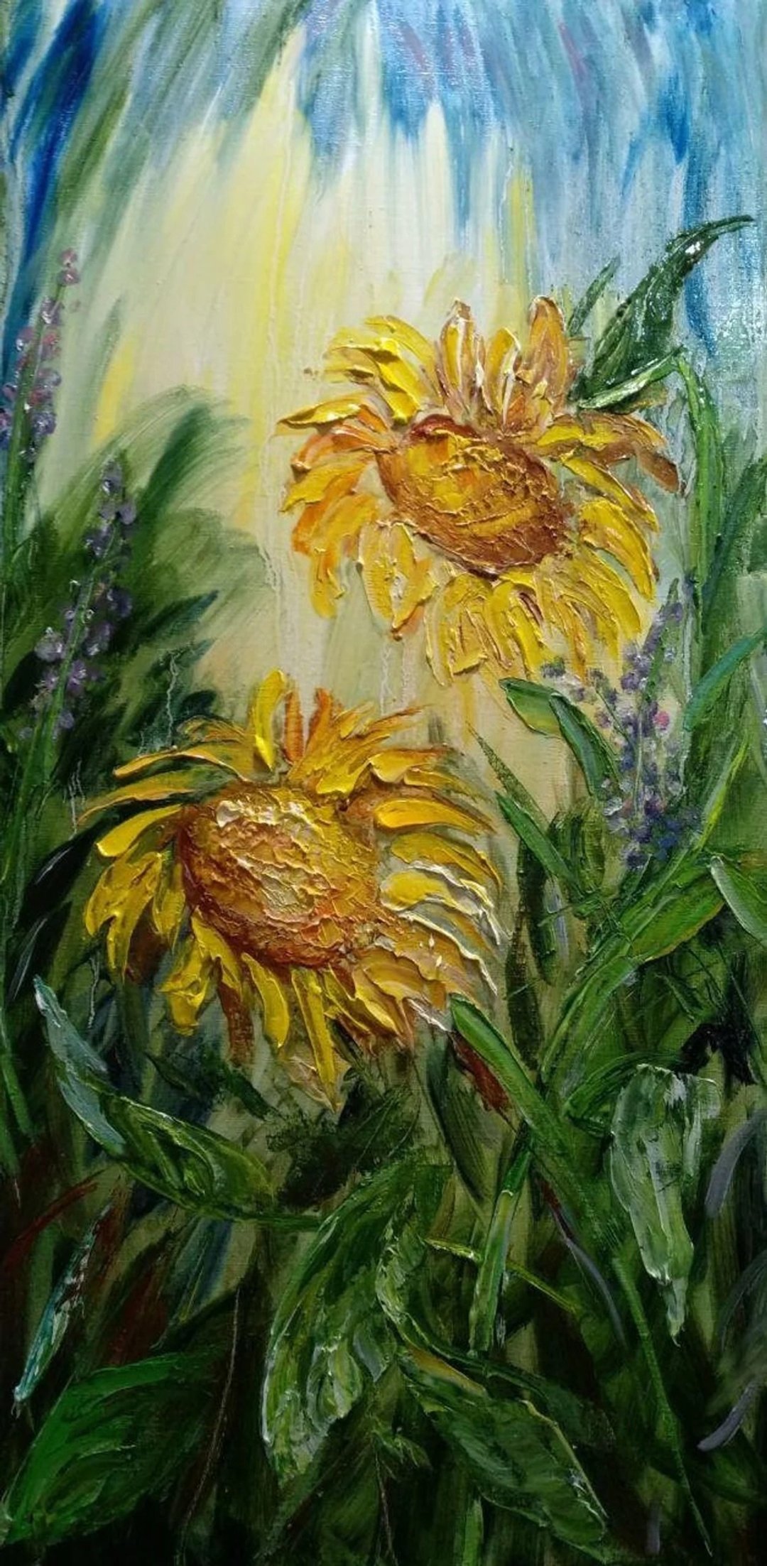 金色向日葵 原创厚涂花卉画 当代花卉墙艺术 - 墙贴/壁贴 - 其他材质 