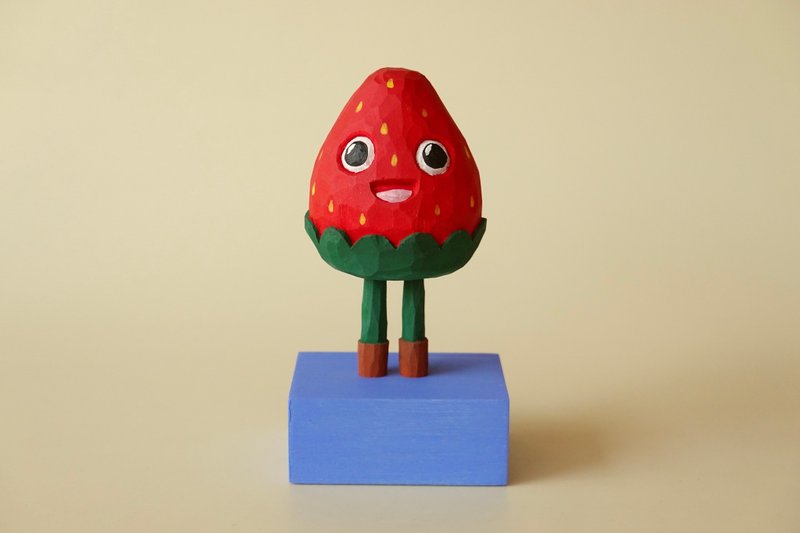 立式草莓 - 玩偶/公仔 - 木头 红色