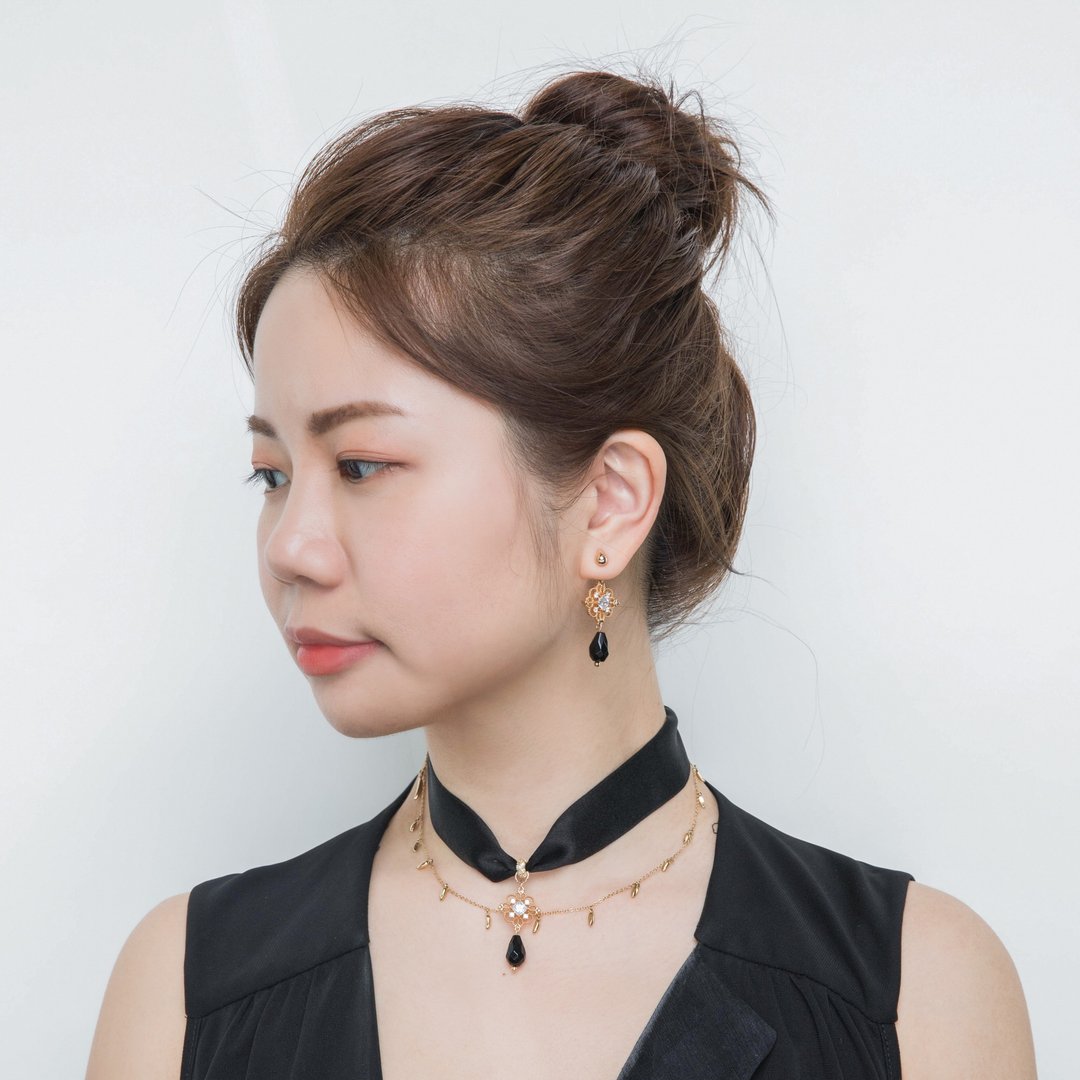 Black Onyx Lace-100%SILK蚕丝双面缎带黑玛瑙项链-防护净化系列 - 项链 - 宝石 