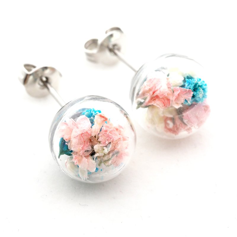 爱家作- OMYWAY DIY 干花  玻璃球 耳针 耳环 耳勾 垂挂 耳夹 1cm - 耳环/耳夹 - 玻璃 