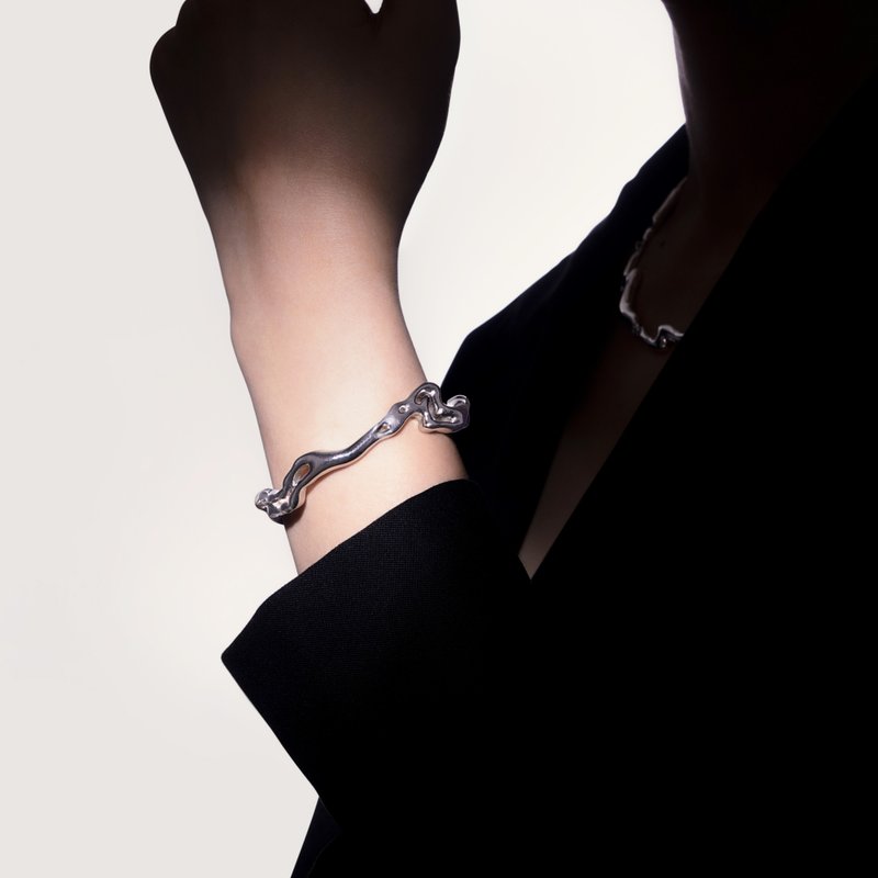 DISSOLVE浮系列曲线不规则铜制情侣手镯 - 手链/手环 - 铜/黄铜 银色