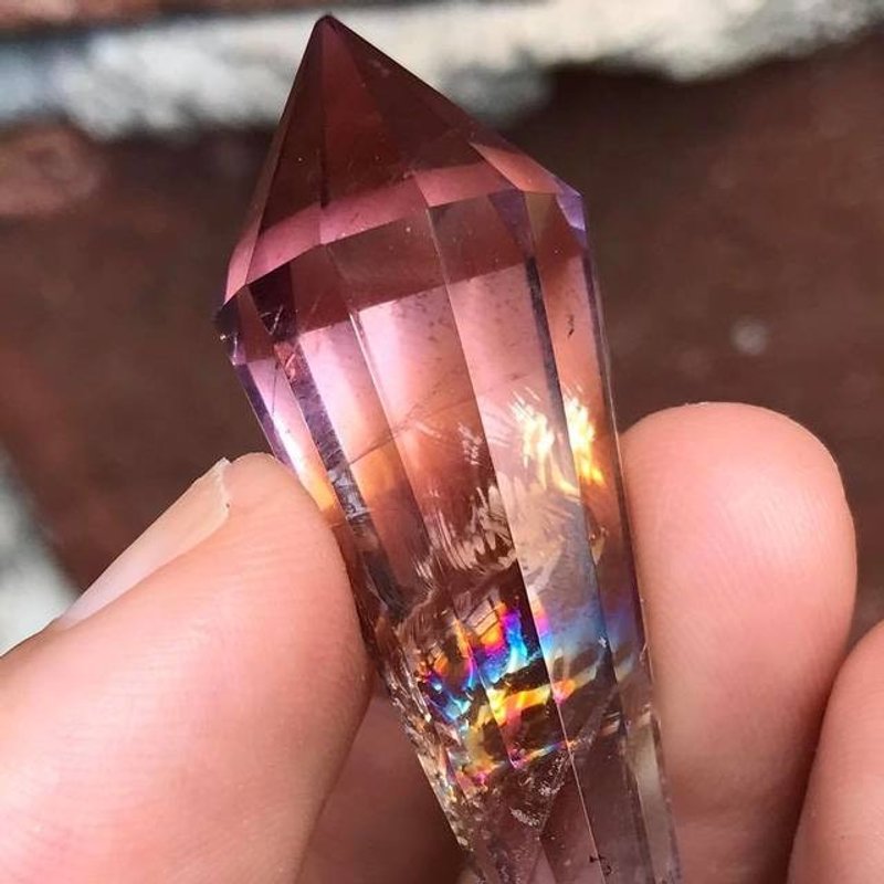 【Lost and find】天然石 彩虹光 紫黄晶 镀彩黑胆 黄水晶 项链 - 项链 - 宝石 多色