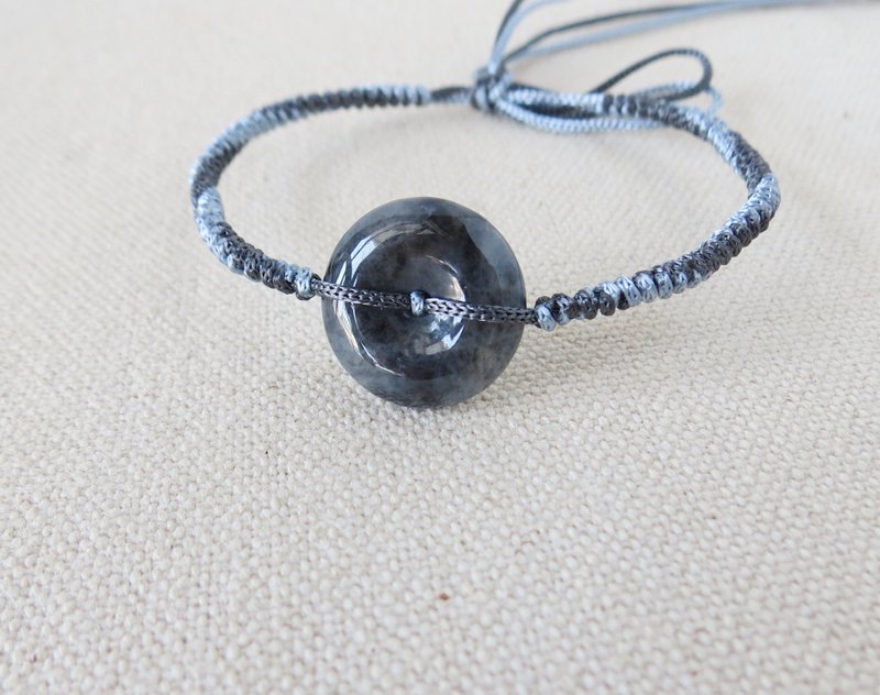 本命年【岁岁平安】冰乌鸡翡翠丝光编织手链*SS33*招财、保平安 - 手链/手环 - 宝石 多色