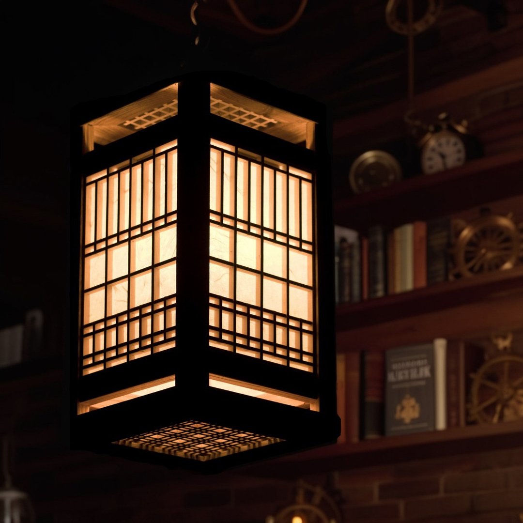 传统木制与障子纸结合的组子（Kumiko）吊灯（吸顶灯） - 灯具/灯饰 - 木头 
