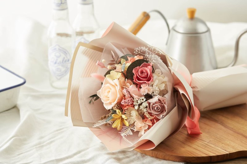 永生花 永生玫瑰 干燥花 花束 开幕 毕业礼物 交换礼物 情人礼物 - 干燥花/捧花 - 植物．花 粉红色