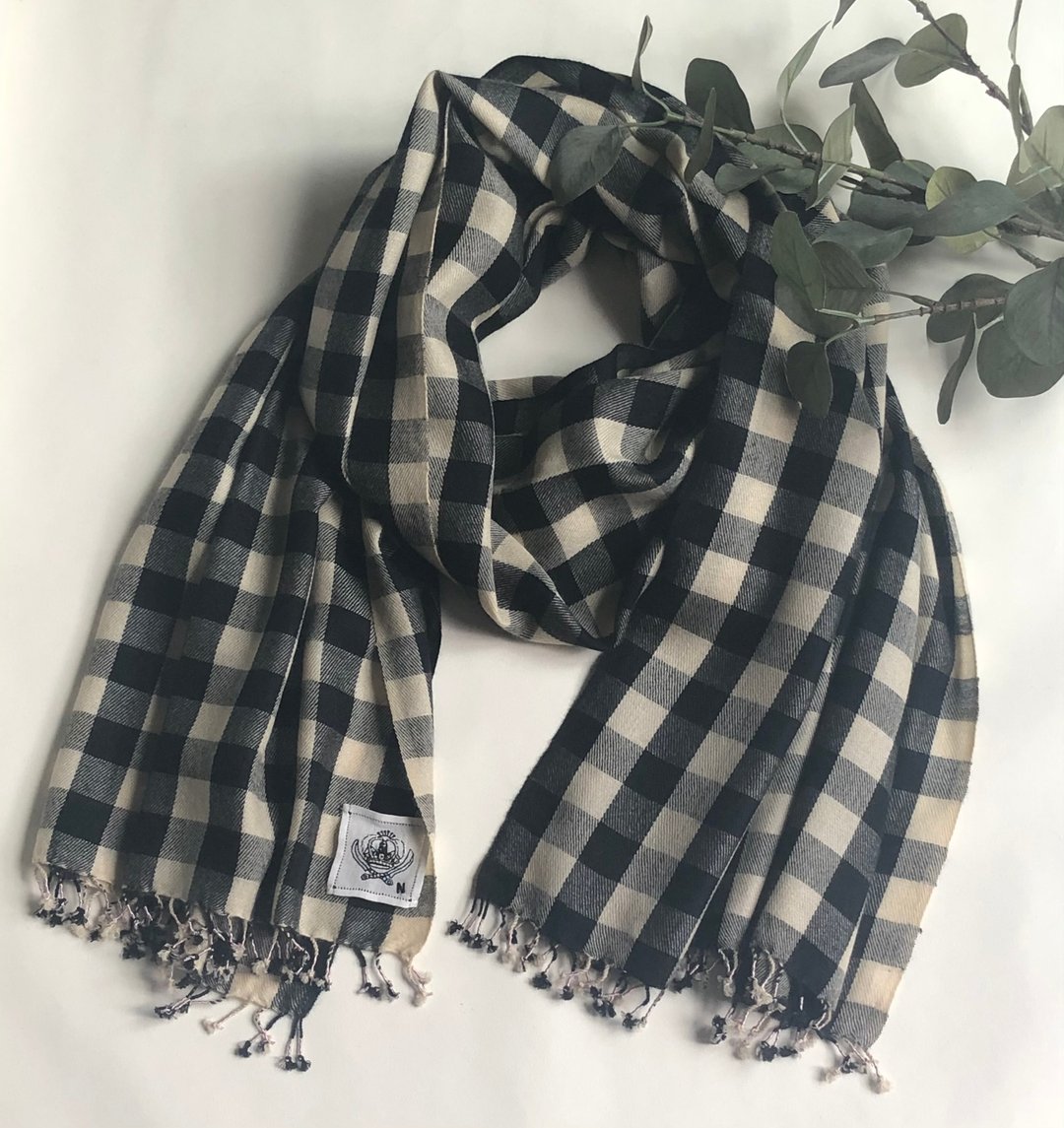 Pashmina hand woven shawl - 丝巾 - 羊毛 黑色