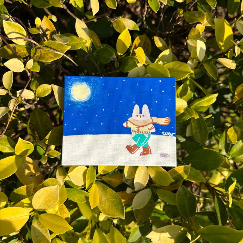 手绘小型画布 - 冬日水水 - 海报/装饰画/版画 - 颜料 多色
