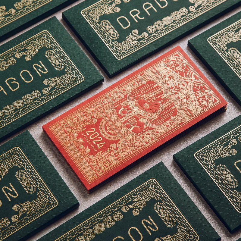 【完售】2024龙年质感烫金华丽红包袋 / 两款6入 x 10组 - 红包/春联 - 纸 红色