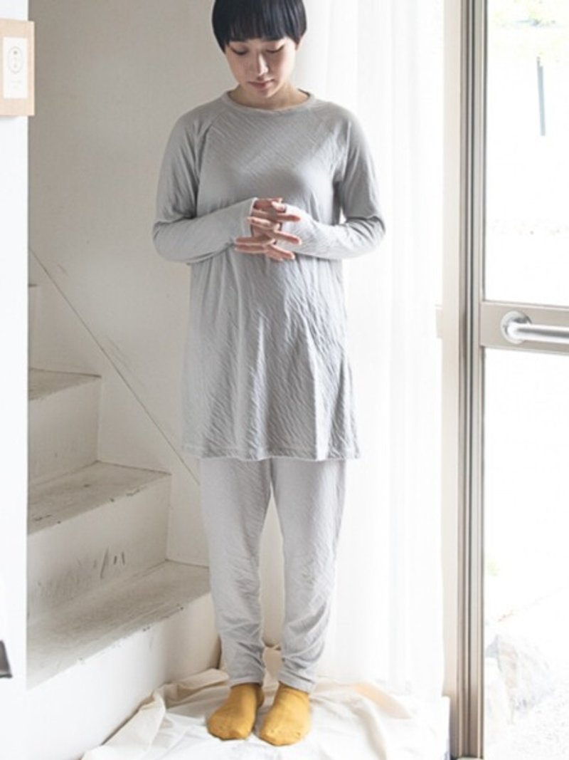 Angelica Dyed, Melts-in-Your-Mouth Feel, Air-Knit Pajama Set [100% Organic Cotton] - 其他 - 其他材质 灰色