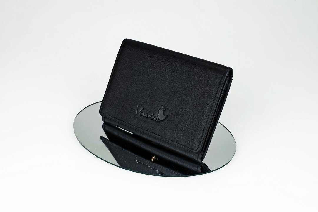 BLACK: Mini Purse / Cow Leather - 皮夹/钱包 - 真皮 黑色