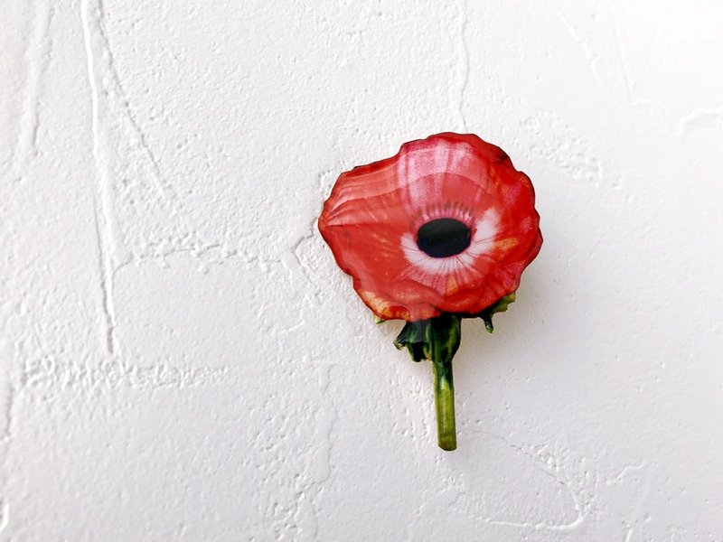 Anemones brooch - 胸针 - 树脂 红色