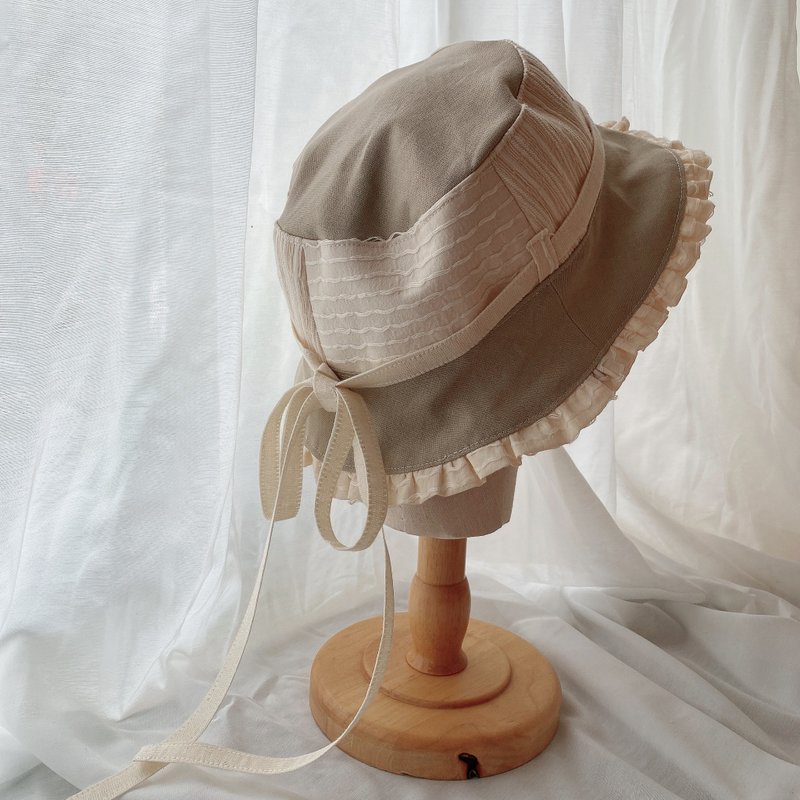 绑带双面渔夫帽 - 帽子 - 棉．麻 卡其色