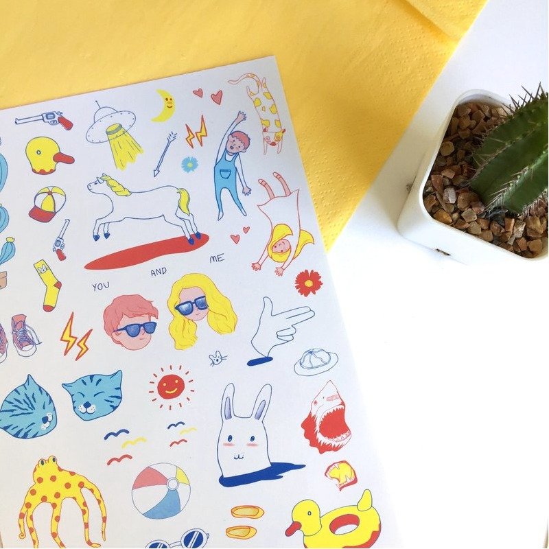 Love is all around Sticker sheet - 贴纸 - 纸 黄色