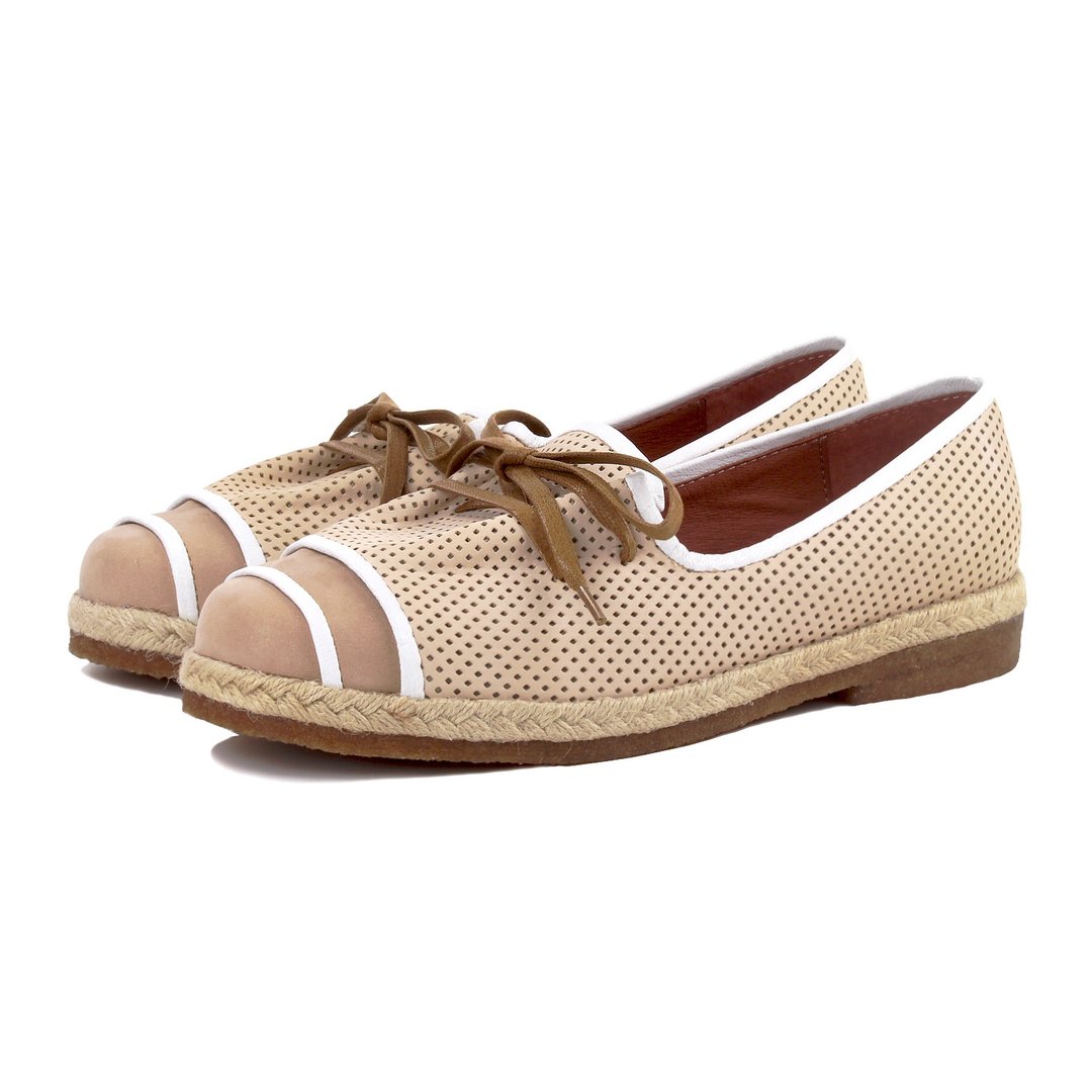 Ibiza M1176 Khaki  leather Slip-on Espadrilles - 男款休闲鞋 - 真皮 卡其色