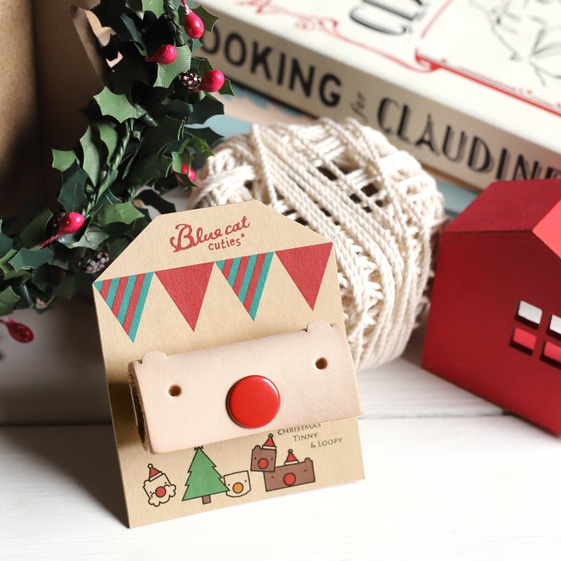 圣诞礼物/圣诞节交换礼物 Xmas Loopy 真皮革耳机专用集线器-白 - 手机配件 - 真皮 咖啡色