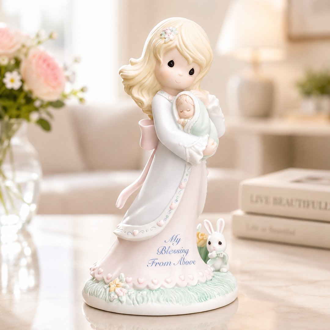美国 Precious Moments 怀里的第一道光 水滴娃娃瓷偶母爱生日礼 - 玩偶/公仔 - 瓷 