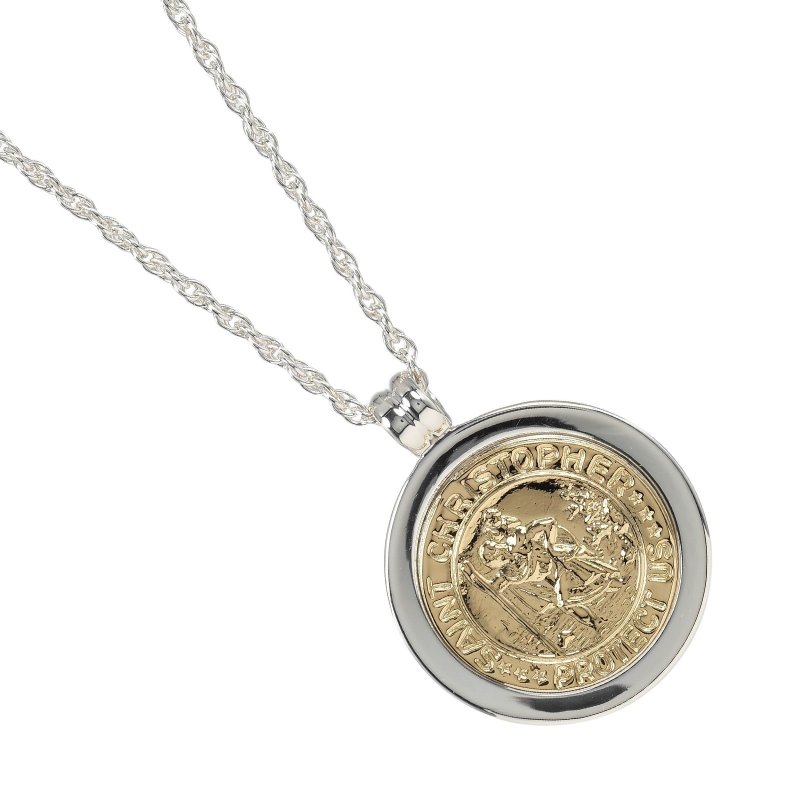 【日本直送】蒂芙尼 项链 圣克里斯多福 银 925 K18 黄K金 约 14.5g TIFFANY&Co.【二手】A级 - 项链 - 银 银色