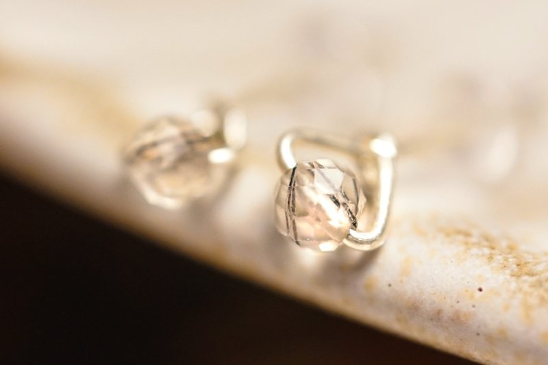 【黑发晶耳环】 s925纯银耳针式耳环 - 耳环/耳夹 - 宝石 透明