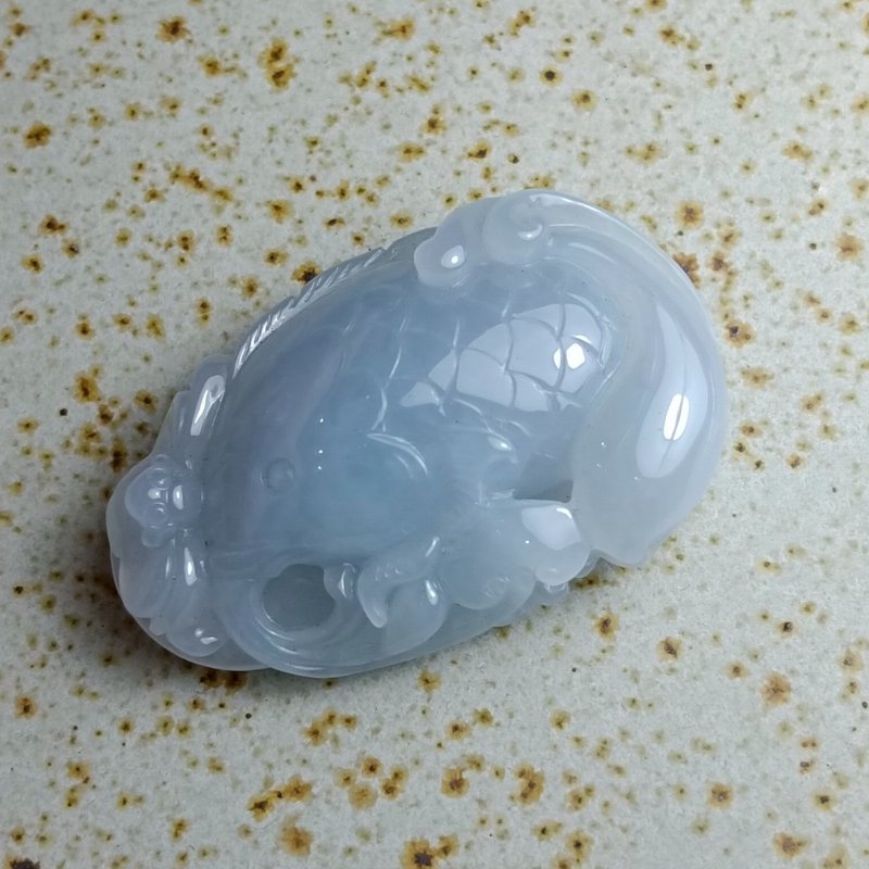 J0229天然翡翠A货 . 冰糯冰蓝紫鱼.招财.摆件. - 摆饰 - 玉石 
